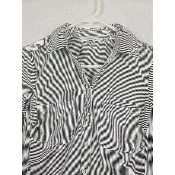 Emily Daniels Womens Striped Long Sleeve Button Down Shirt Size Small - Picture 2 of 4